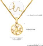 Gold Zodiac Sign Mother of Pearl Shell Coin Charm Necklace for Women Dainty Chai... - Image 5