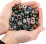 SUNYIK Pack of 2 6mm & 5mm Indian Agate Large Hole Rondelle Loose Charms Europea... - Image 4
