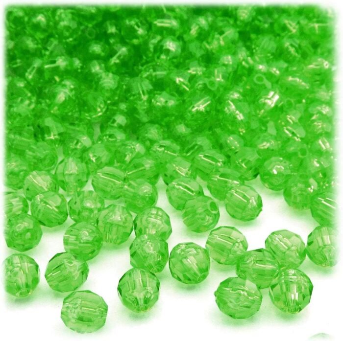 The Crafts Outlet 1,000pc Faceted Plastic Transparent Beads Round 6mm Emerald Gr... - Image 3