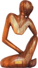12" Wooden Handmade Abstract Sculpture Thinker Statue Handcrafted - Thinking Man... - Image 5
