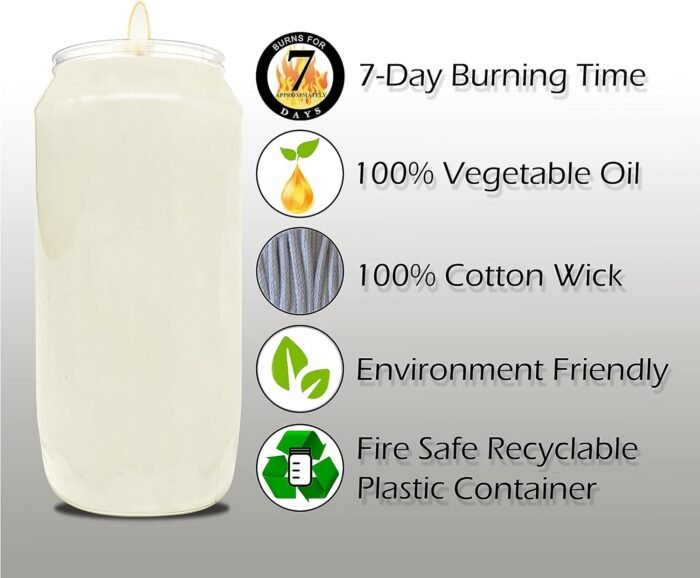 Hyoola 7 Day White Prayer Candles, 10 Pack - 6" Tall Pillar Candles for Religiou... - Image 4
