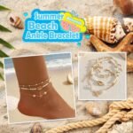 Seashell Ankle Bracelets for Women Starfish Bracelets Layered Boho Puka Shell An... - Image 7