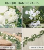 Anna's Whimsy 5.91FT Artificial Eucalyptus Garland with Flowers, Fake Flower Ros... - Image 4