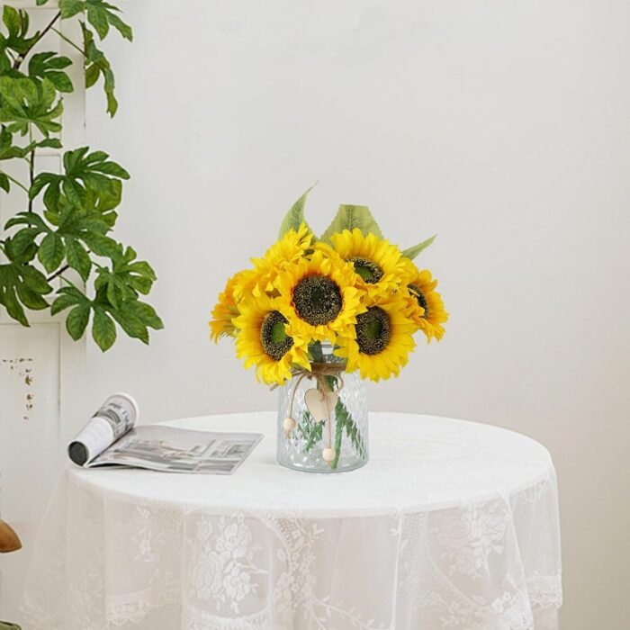 Artificial Sunflowers Flowers with Vase,Fake Flowers Bouquet for Sunflower Decor... - Image 10