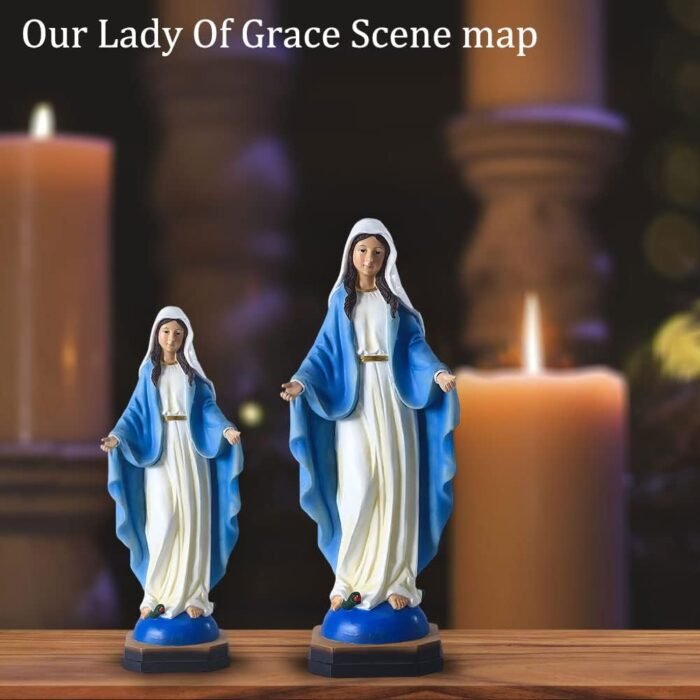 QIANLING 12" Our Lady of Grace Statue - Resin Hand-Painted Virgin Mary Figure, R... - Image 8