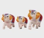 BINDNI 3Pcs Elephant Figurine Feng Shui Home Decor White and Red - Indian Handma... - Image 4