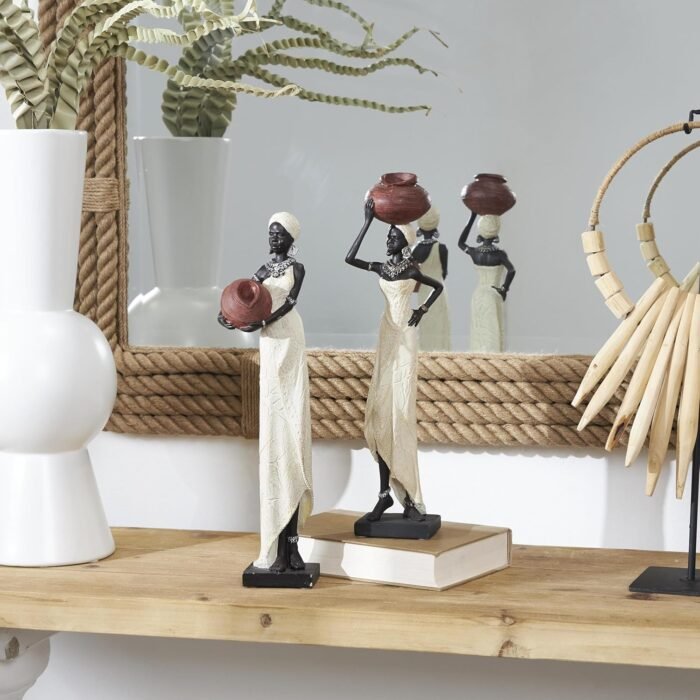 Deco 79 Polystone Woman Decorative Sculpture Standing African Home Decor Statues... - Image 3