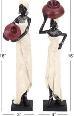 Deco 79 Polystone Woman Decorative Sculpture Standing African Home Decor Statues... - Image 4