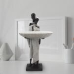 Ivory White African Couple Statue - Minimalist Standing Figure with 7.8" Basket,... - Image 4
