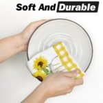 Artoid Mode Yellow Buffalo Plaid Sunflowers Sunshine Summer Kitchen Towels Dish ... - Image 5