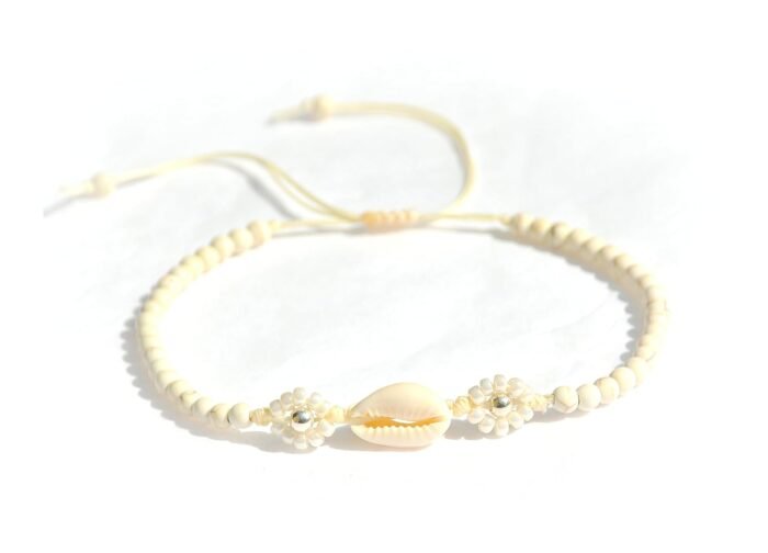 White Anklet for Women and Teen Girls, Adjustable Waterproof Natural Cowrie Seas... - Image 4