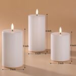 Eywamage White Real Wax Flameless Pillar Candles with Remote, Flickering Flat To... - Image 3