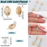 SUNNYCLUE 1 Box 16Pcs Real 18K Gold Plated Stud Earrings Cowrie Shell Earring St... - Image 3