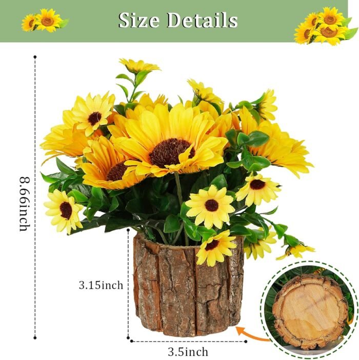 Artificial Flowers Fake Silk Sunflower Flower in Planters Flower Vase Small Rust... - Image 3