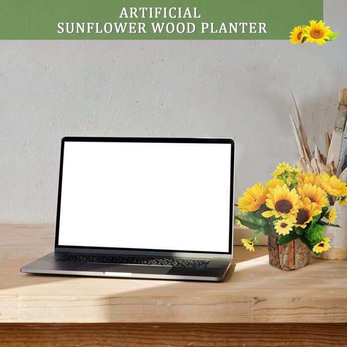 Artificial Flowers Fake Silk Sunflower Flower in Planters Flower Vase Small Rust... - Image 7