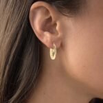 14K Gold Polished Crescent Moon and Star Dangling Hoop Earrings For Women - Image 4