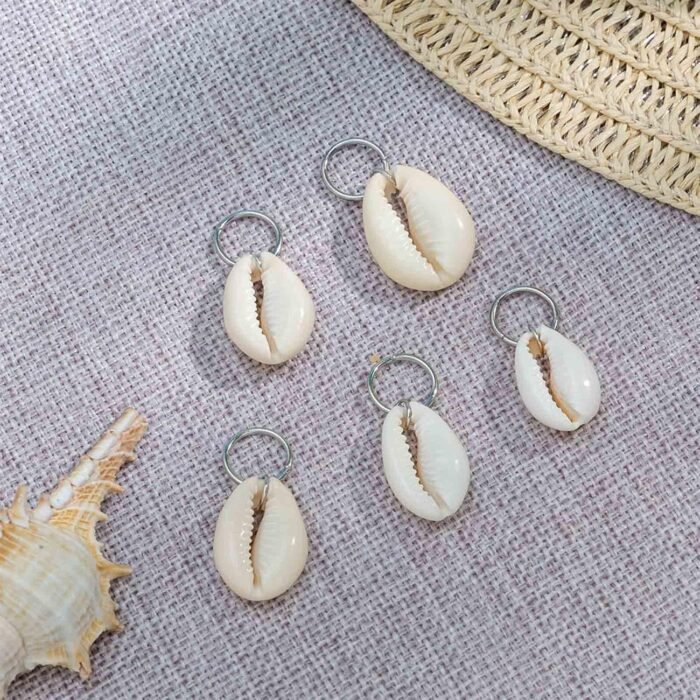 Vintage Shell Hair Cuff Rings - Gold Conch Clips with Cowrie Pendants, Dreadlock... - Image 7
