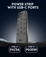 Surge Protector Power Strip 5FT(4080J), PLUGTUL Surge Protector with 12 Outlets ... - Image 5