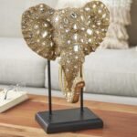 Deco 79 Resin Elephant Decorative Sculpture Beaded Home Decor Statue with Rhines... - Image 3