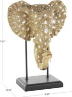 Deco 79 Resin Elephant Decorative Sculpture Beaded Home Decor Statue with Rhines... - Image 4