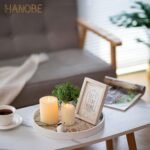 Hanobe Decorative Serving Tray Round: Farmhouse Coffee Table Decor Boho White Tr... - Image 3