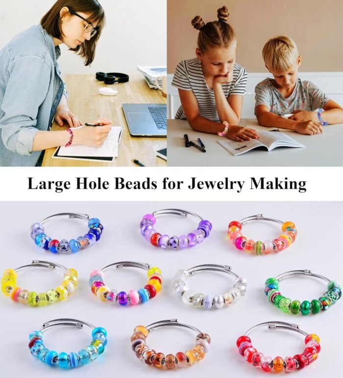 Large Hole Beads for Jewelry Making 120pcs 14mm Large Hole Murano Glass Beads fo... - Image 4