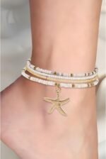 Shell Anklets for Women, Beaded Ankle Bracelets Set Cowrie Seashell Pearl Starfi... - Image 4