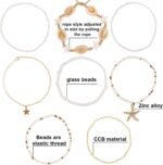 Shell Anklets for Women, Beaded Ankle Bracelets Set Cowrie Seashell Pearl Starfi... - Image 7