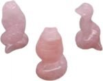 5Pcs Natural Rose Quartz Crystal Carved Snake Serpent Stone Decor - Image 6