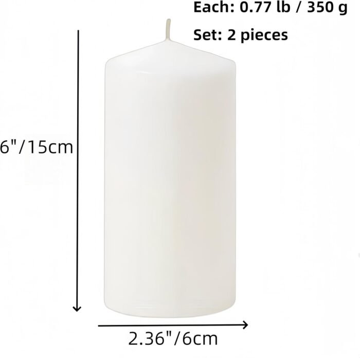 White Pillar Candle Set - 2 Unscented Decorative,Parties, Large Candles, White C... - Image 3