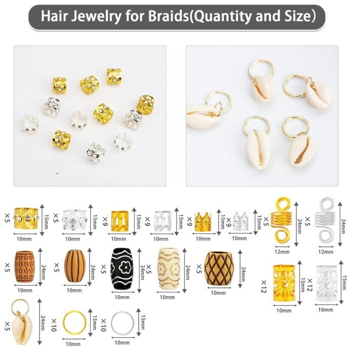 133 PCS Hair Jewelry for Braids Locs Dreadlock Accessories Hair Decoration Hair ... - Image 4