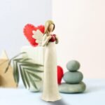 Resin Angel Figurine Cream Angel Statues Holding Heart Hand Painted for Home Dec... - Image 4