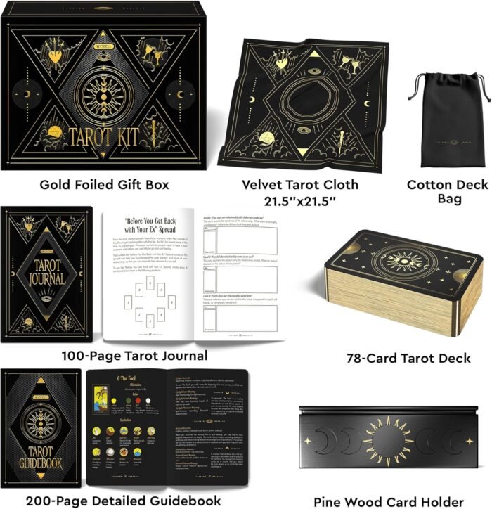 Wyspell Tarot Kit Includes Gold Tarot Cards with Guide Book, a Cloth, a Bag, a J... - Image 3