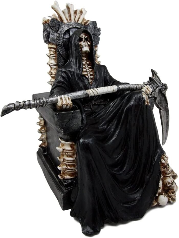 Ebros Gift Black Holy Death Grim Reaper Sitting On Skeleton Throne Figurine 10.5... - Image 4