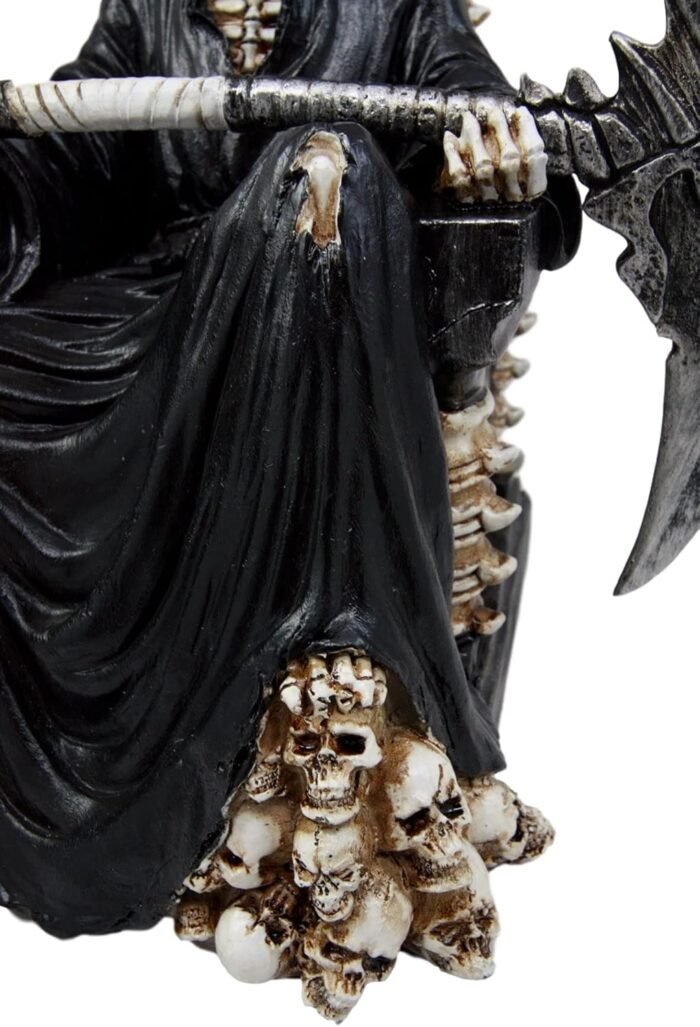 Ebros Gift Black Holy Death Grim Reaper Sitting On Skeleton Throne Figurine 10.5... - Image 7