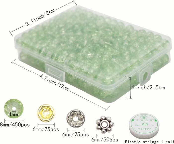 450pcs Green Crackle Glass Beads Handcrafted Round Lampwork Smooth Loose Beads f... - Image 3