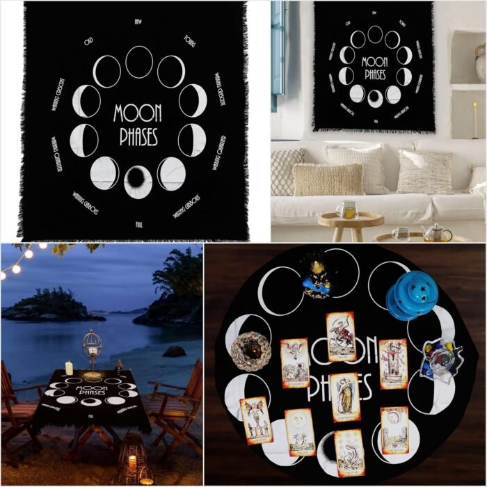 Indian Consigners Moon Phases Altar Cloth Celestical Tarot Deck Alter Wall Hangi... - Image 3