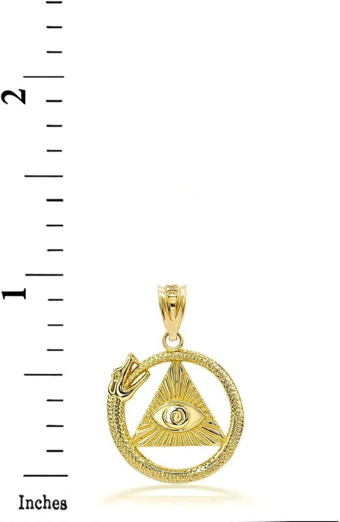 Certified 14k Gold Ouroboros Snake The eye Of Horus/Ra All Seeing Eye Pendant Ch... - Image 3