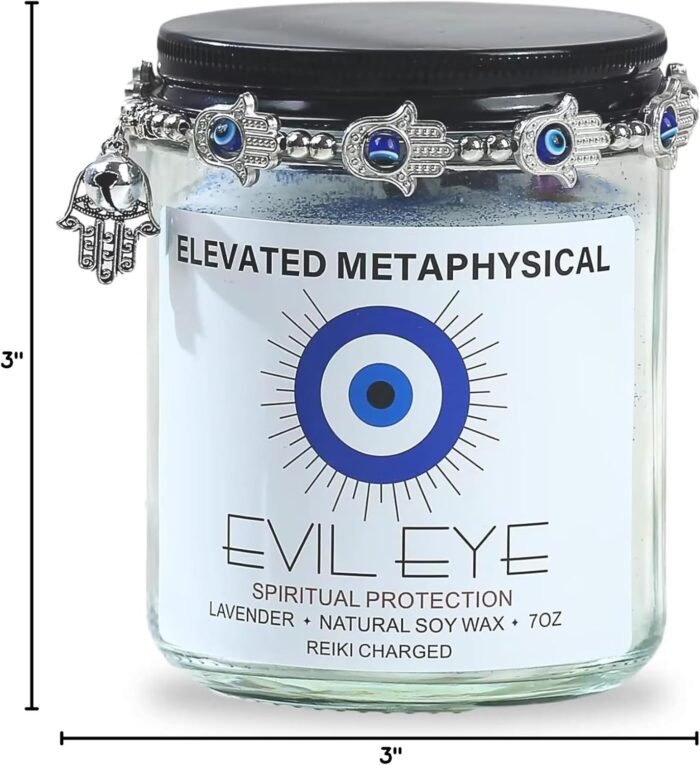 Evil Eye Candle with Crystals Inside - Evil Eye Decor, Healing Crystal Candle fo... - Image 9