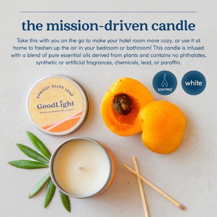 Paraffin-Free Scented Candle, Clean Burning Non-Toxic Tin Candles, Apricot Olive... - Image 3