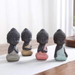 4 Pack Mini Cute Buddha Statue, Ceramic Small Adorable Monk Figurines, Yoga Mand... - Image 3
