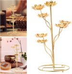 Luxshiny Ghee Lotus Lamp Holder 7 Lotus Diwali Candle Holder Votive Tealight Can... - Image 5