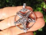 925 Silver Goat Baphomet Inverted Satanic Pentagram Pendant Necklace - Image 3