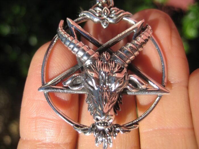 925 Silver Goat Baphomet Inverted Satanic Pentagram Pendant Necklace - Image 6