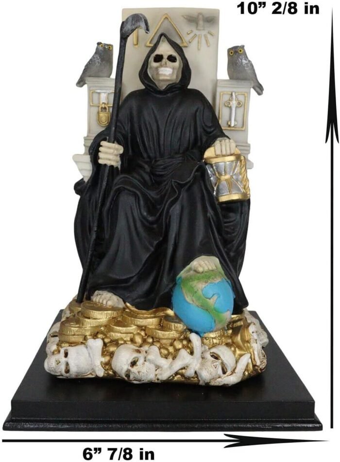 Ebros Gift Black Santa Muerte Holding Scythe Seated On Throne Altar Statue 10.5"... - Image 3