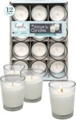 Hyoola White Votive Candles in Glass - Pack of 12 Votive Candle - 12 Hour Burn T... - Image 3