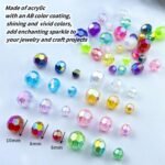Jmassyang 400pcs 8mm Glossy Acrylic Faceted Beads AB Color Crystal Round Plastic... - Image 4