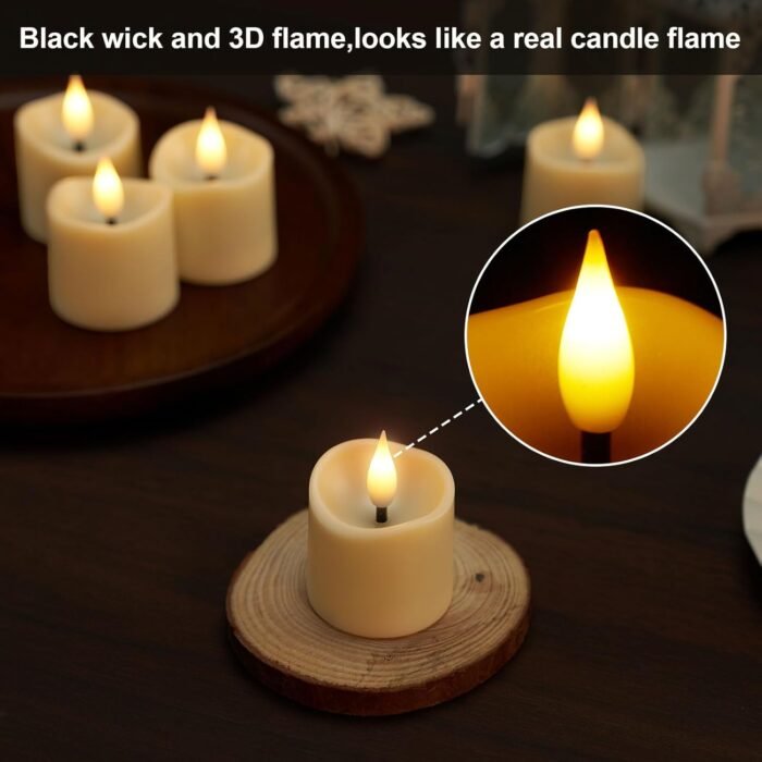 IMAGE Rechargeable Votive Candles, 12 Pcs 1.6" x2.5" Flameless Tea Light with Ti... - Image 3