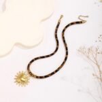 Gold Heart Necklace For Women Sun Pendant Statement Y2k Cheetah Vintage Chunky N... - Image 3