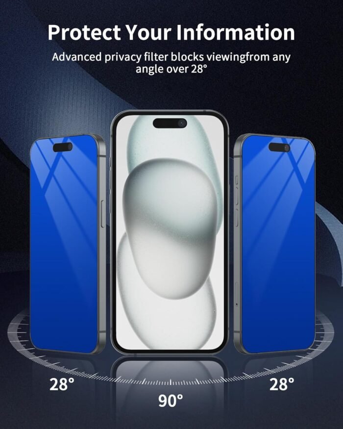 2 Pack for iPhone 15 Plus Privacy Screen Protector 9H Tempered Glass [Gradient-B... - Image 3